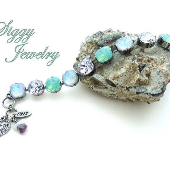 MISTY BAY 12mm Austrian Crystal Cushion Cut Bracelet, Assorted Finishes - Picture 2 of 8